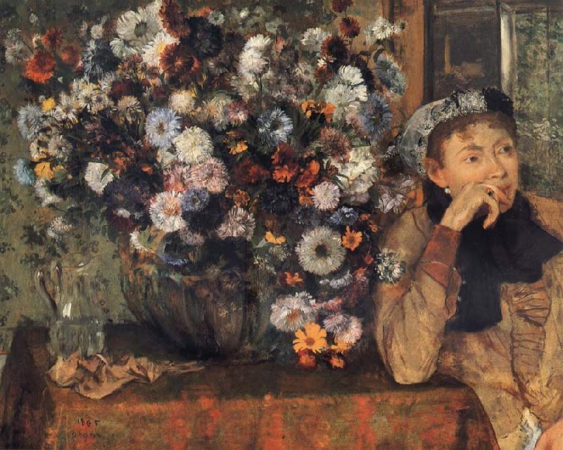 Germain Hilaire Edgard Degas A Woman with Chrysanthemums